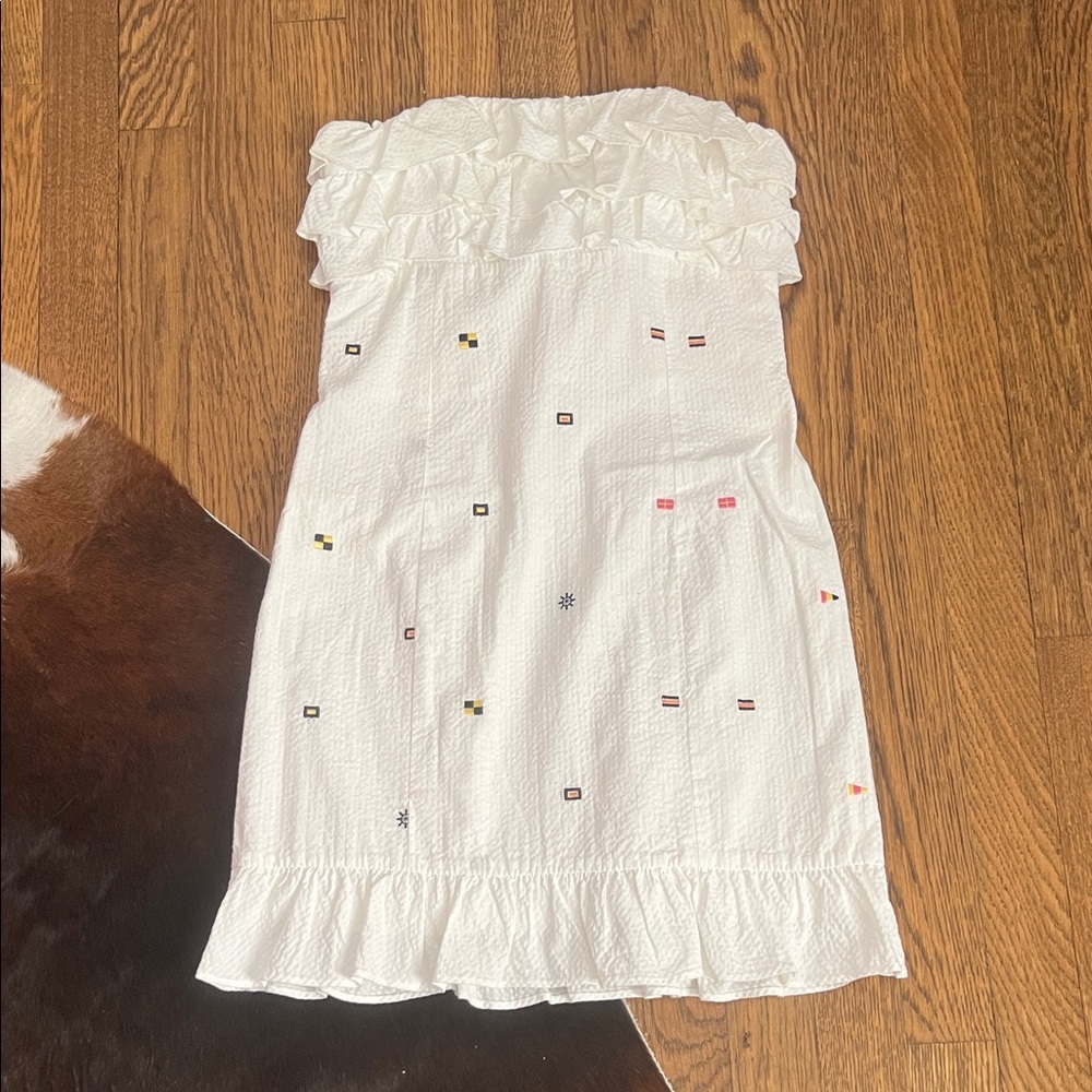 Lily Pulitzer Strapless Dress with Nautical Flag Embroidered Accents